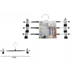 SET 3 GRUCCE PANTALONI IN METALLO ARMADIO CLIP ANTISCIVOLO GONNE SHORTS TOP 31CM