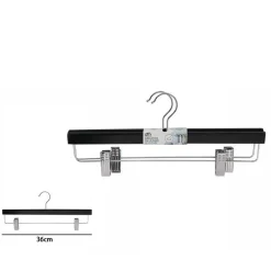 SET 2 GRUCCE PANTALONI IN LEGNO NERE ARMADIO CLIP ANTISCIVOLO GONNE SHORTS 36 CM