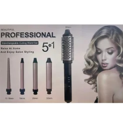 SET 5 IN 1 SPAZZOLA TERMICA PER CAPELLI ACCESSORI INTERCAMBIABILI STYLING PER CASA VIAGGI