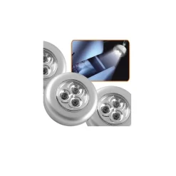SET 3 LAMPADE A 3 LED CON ADESIVO PER ARMADI0 CASSETTI DIAMETRO 68mm A BATTERIE