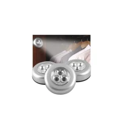 SET 3 LAMPADE A 3 LED CON ADESIVO PER ARMADI0 CASSETTI DIAMETRO 68mm A BATTERIE