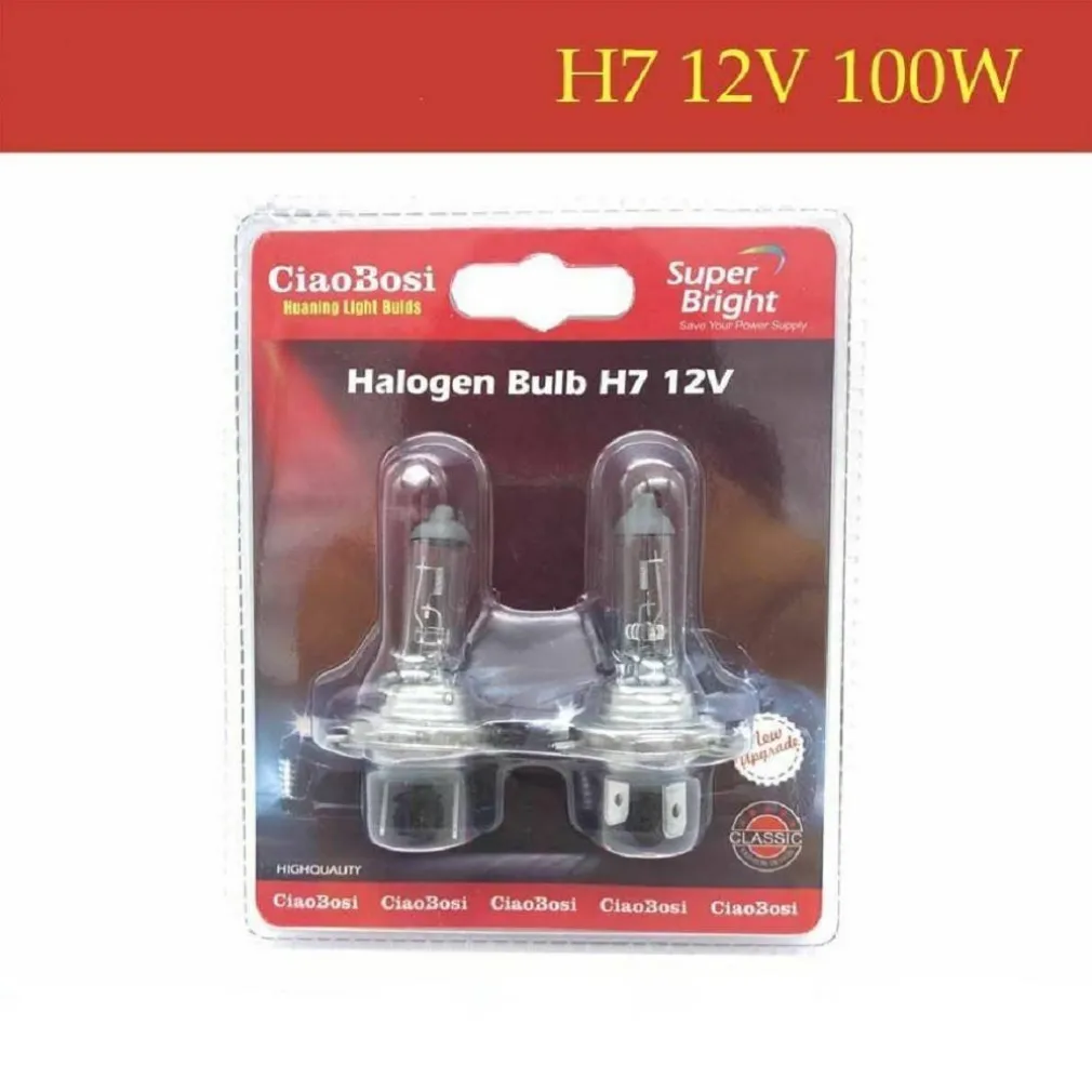 SET 2 LAMPADINE LAMPADE AUTO MOTO ALOGENE H7 12V 100 WATT C-6286