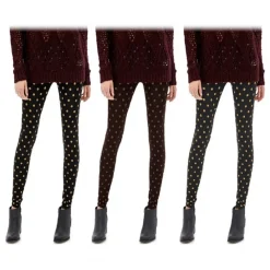 SET 3 LEGGINGS A POIS DA DONNA ASS. HEATHER EFF. TERMICO INTERNO FELPATO