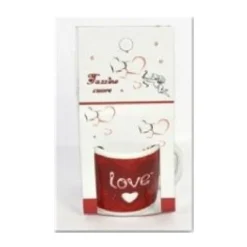 SET 4 MINI TAZZINE TAZZINA CAFFE' CON CUORI IDEA REGALO SAN VALENTINO 4,5X3X3CM