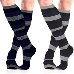 SET 12 PAIA CALZINI LUNGHI X UOMO COTONE COLORI ASSORTITI A RIGHE LARGHE AK-119