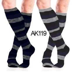 SET 12 PAIA CALZINI LUNGHI X UOMO COTONE COLORI ASSORTITI A RIGHE LARGHE AK-119