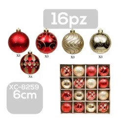 SET 16 PALLINE NATALIZIE DECORAZIONI 6 CM ADDOBBI PER ALBERO DI NATALE XC-8259