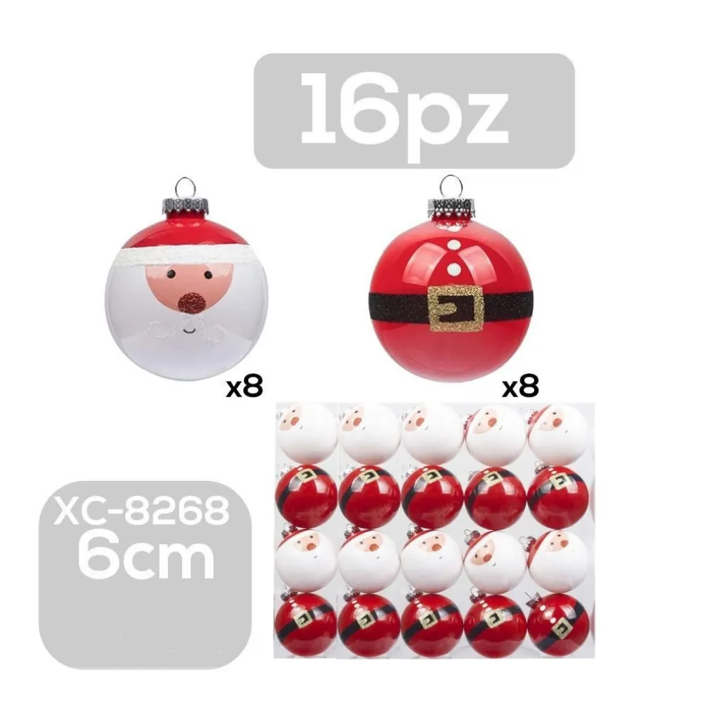 SET 16 PALLINE NATALIZIE DECORAZIONI 6 CM ADDOBBI PER ALBERO DI NATALE XC-8268