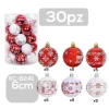 SET 30 PALLINE NATALIZIE DECORAZIONI 6 CM ADDOBBI PER ALBERO DI NATALE XC-8241