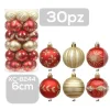 SET 30 PALLINE NATALIZIE DECORAZIONI 6 CM ADDOBBI PER ALBERO DI NATALE XC-8244