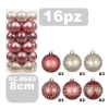 SET 16 PALLINE NATALIZIE DECORAZIONI 8 CM ADDOBBI PER ALBERO DI NATALE XC-8565