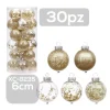 SET 30 PALLINE NATALIZIE DECORAZIONI 6 CM ADDOBBI PER ALBERO DI NATALE XC-8235