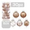 SET 30 PALLINE NATALIZIE DECORAZIONI 6 CM ADDOBBI PER ALBERO DI NATALE XC-8234