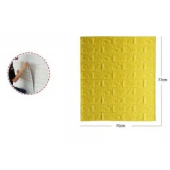 SET 5 PANNELLI MURO 3D ADESIVO PARETE PIASTRELLE MATTONELLE GIALLO PANNELLO 62680