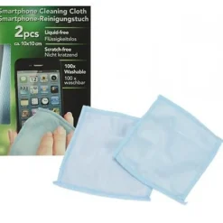 SET 2 PANNI IN MICROFIBRA PER PULIZIA SCHERMI SMARTPHONE COLORE AZZURRO