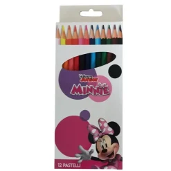 SET 12 PASTELLI MATITE COLORATE COLORI MINNIE DISEGNO SCUOLA BAMBINE CANCELLERIA 953445