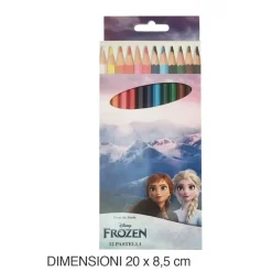 SET 12 PASTELLI MATITE COLORATE COLORI FROZEN DISEGNO SCUOLA BAMBINE CANCELLERIA 953452