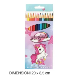 SET 12 PASTELLI MATITE COLORATE COLORI UNICORNO DISEGNO SCUOLA BAMBINI CANCELLERIA 735218