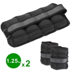 SET 2 PESI POLSI E CAVIGLIE 1,25 KG ALLENAMENTO PALESTRA AEROBICA FITNESS NERO