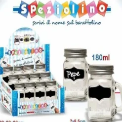 SET 12 PEZZI BARATTOLO BARATTOLINO CON MANICO SPEZIOLINO PORTA SPEZIE VETRO