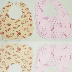 SET 3 PEZZI BAVETTI BAVETTA BAVAGLINI BAMBINA GIALLO ROSA BIMBA NEONATA COTONE