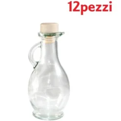 SET 12 PEZZI BOTTIGLIE BOTTIGLINE VETRO TRASPARENTE EGIZIA CON TAPPO 500CC