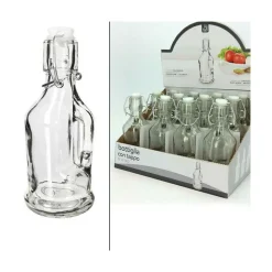 SET 12 PEZZI BOTTIGLIE BOTTIGLINE VETRO TRASPARENTE CON TAPPO E MANICO 175ML