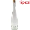 SET 12 PEZZI BOTTIGLIE BOTTIGLINE VETRO TRASPARENTE GOCCIA CON TAPPO 500CC