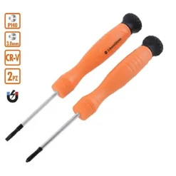 SET 2 PEZZI CACCIAVITE PUNTA MAGNETICA A TAGLIO 3.0 MM E A CROCE PH0 CR-V 57023