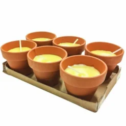 SET 6 PEZZI CANDELA ALLA CITRONELLA VASO DI TERRACOTTA COCCIO ANTI ZANZARE