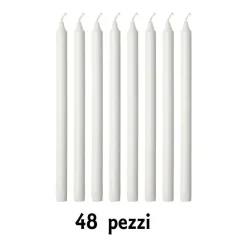 SET 48 PEZZI CANDELE BIANCHE LUNGHEZZA 19CM IN CERA NON PROFUMATE PER CANDELIERE