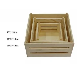 SET 3 PEZZI CASSETTE CESTI IN LEGNO NATURALE TRIS DECOUPAGE CONTENITORI 53470A