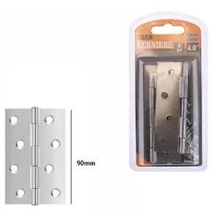 SET 2 PEZZI CERNIERE PER PORTE MOBILI ARMADI SPORTELLI ANTE 90 MM SILVER 69035