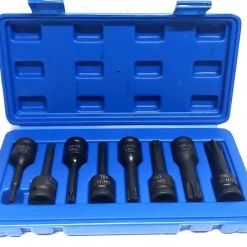 SET 8 PEZZI CHIAVI BUSSOLE TORX ATTACCO 1/2" T30 T80 A IMPATTO LUNGHE 78 MM