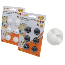 SET 6 PEZZI CLIP RACCOGLI CAVO FISSARE FILI ADESIVI MULTIUSO TAVOLO PARETE KC-906