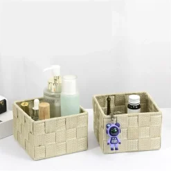 SET 4 PEZZI CONTENITORI BEIGE SCATOLA IN TESSUTO ORGANIZER PORTA OGGETTI 79063
