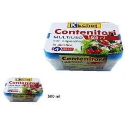 SET 4 PEZZI CONTENITORI MULTIUSO CON COPERCHIO IN PLASTICA 500ML CUCINA
