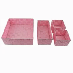 SET 4 PEZZI CONTENITORI ROSA SCATOLA IN TESSUTO ORGANIZER PORTA OGGETTI 79065