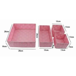 SET 4 PEZZI CONTENITORI ROSA SCATOLA IN TESSUTO ORGANIZER PORTA OGGETTI 79065