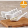 SET 6 PEZZI CUCCHIAINI PER ANTIPASTO APERITIVO IN CERAMICA BIANCA 2 X 4 X 12,5CM