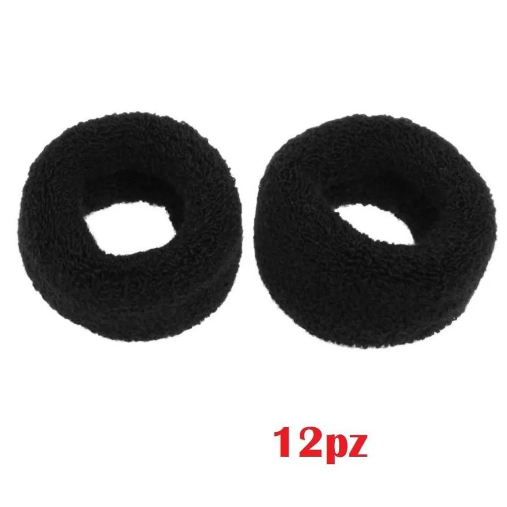 SET 12 PEZZI ELASTICI ELASTICO CODINI PER CAPELLI SPUGNA POLSONI NERI LARGHI
