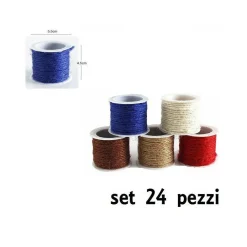 SET 24 PEZZI FILATI DI LINO COLORATO 2MMX10MT LAVORETTI BRICOLAGE HOBBY