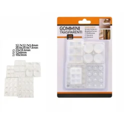SET 48 PEZZI GOMMINI ADESIVI PROTEZIONE PAVIMENTI TRASPARENTI VARIE MISURE 66106