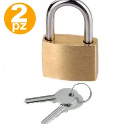 SET 2 PEZZI LUCCHETTO AD ARCO SICUREZZA ARMADIETTO CATENACCIO 2 CHIAVI 20MM