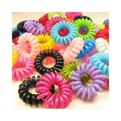 SET 12 PEZZI MOLLE CAPELLI MODELLO FILO TELEFONO COLORATE RAGAZZE BAMBINE