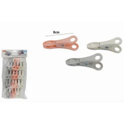SET 24 PEZZI MOLLETTE IN PLASTICA COLORATA MULTIUSO 8CM PINZE BUCATO PANNI 69537