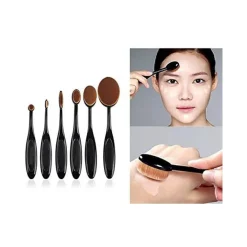 SET 6 PEZZI PENNELLO PENNELLI OVALE SPAZZOLA CURVE VISO PROFESSIONALE FARD