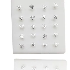 SET 3 PEZZI PIERCING ORECCHINI NASO 2.5 MM APE APINA ARGENTO 925 STERLING