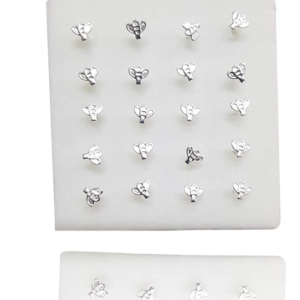 SET 3 PEZZI PIERCING ORECCHINI NASO 2.5 MM APE APINA ARGENTO 925 STERLING