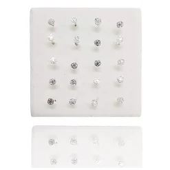 SET 3 PEZZI PIERCING ORECCHINI NASO 2.5 MM ROSA ROSELLINA ARGENTO 925 STERLING